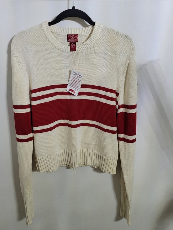 Lucky Brand Sweaters - NWT Lucky Brand Cream & Red Striped Crewneck Sweater, Size XL